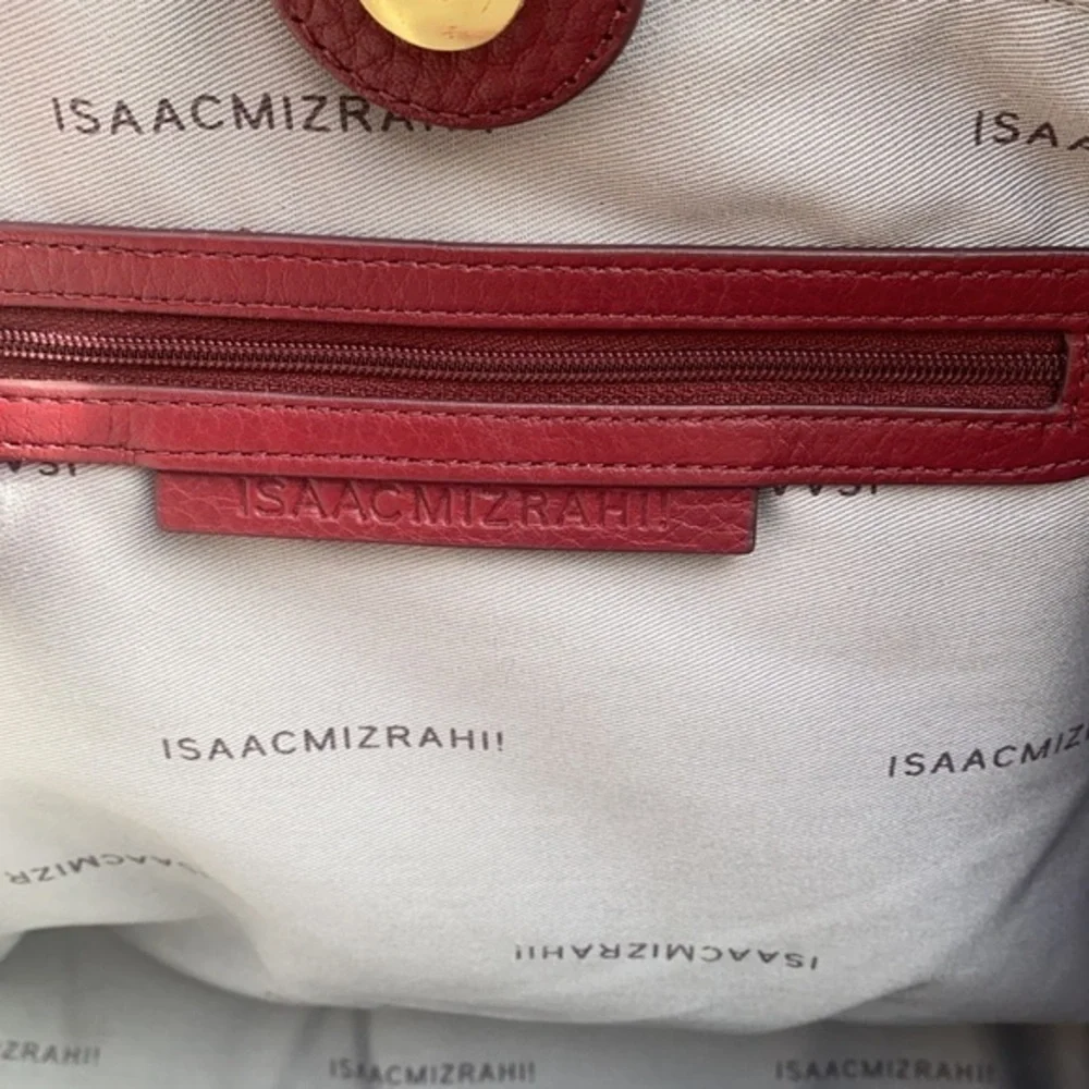 Isaac Mizrahi Pebble Leather Satchel Handbag bordeaux